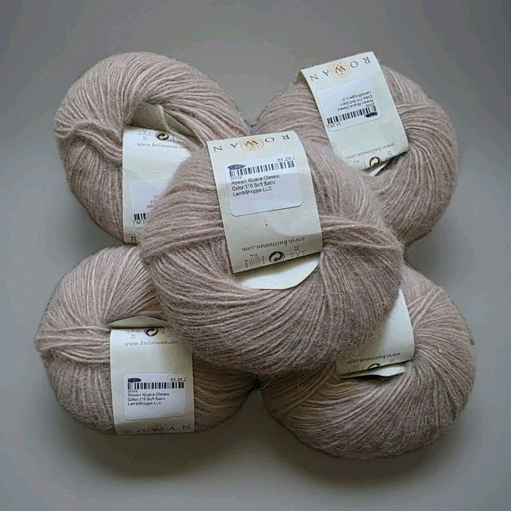Rowan Alpaca Blend Classic Yarn Soft Beige Pink Neutral Lot Of 5 Skeins 25g